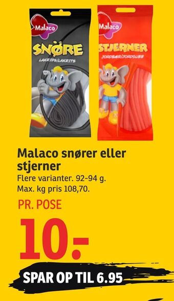SPAR Malaco snører eller stjerner tilbud