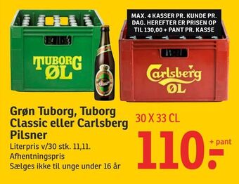 SPAR Grøn Tuborg, Tuborg Classic eller Carlsberg Pilsner tilbud