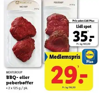 Lidl MEATGROUP BBQ- eller peberbøffer tilbud