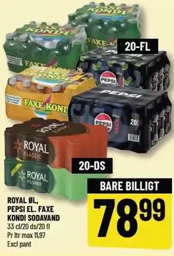 Løvbjerg ROYAL ØL, PEPSI EL. FAXE KONDI SODAVAND tilbud