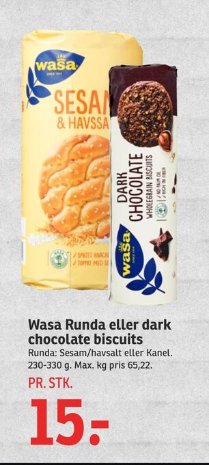 SPAR Wasa Runda eller dark chocolate biscuits tilbud