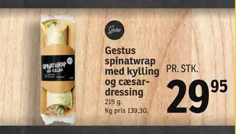 SPAR Gestus spinatwrap med kylling og cæsar dressing tilbud