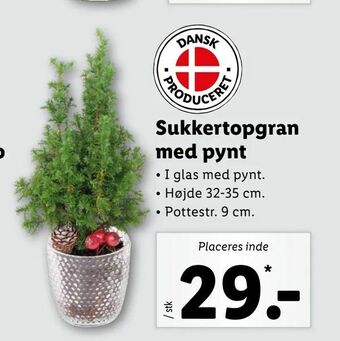 Sukkertopgran med pynt