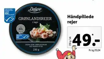 Håndpillede rejer