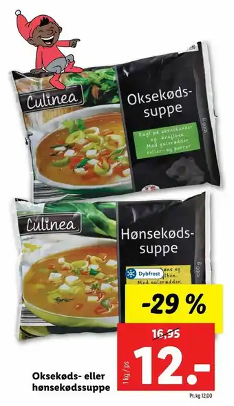 Oksekøds- eller hønsekødssuppe