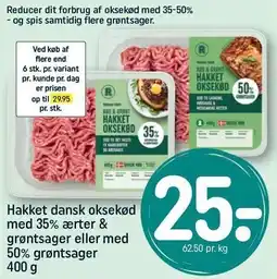 REMA 1000 Hakket dansk oksekød med 35% ærter & grøntsager eller med 50% grøntsager tilbud