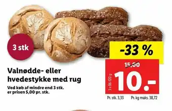 Valnødde- eller hvedestykke med rug