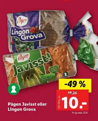 Let-Køb Pågen Javisst eller Lingon Grova tilbud