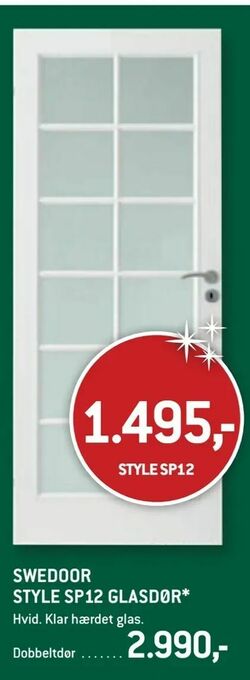 XL-BYG Swedoor style sp12 glasdør tilbud