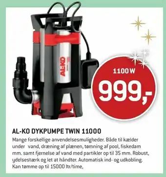 XL-BYG Al-ko dykpumpe twin 11000 tilbud