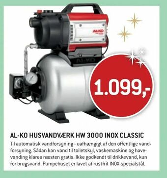 Al-ko husvandværk hw 3000 inox classic