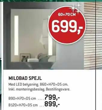 XL-BYG Milobad spejl tilbud