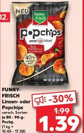 Kaufland FUNNY- FRISCH Linsen- oder Popchips tilbud