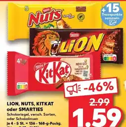 Kaufland LION, NUTS, KITKAT oder SMARTIES Schokoriegel, versch. Sorten, tilbud