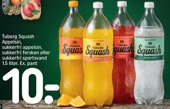 REMA 1000 Tuborg Squash Appelsin, sukkerfri appelsin, sukkerfri fersken eller sukkerfri sportsvand tilbud