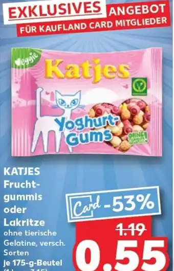 Kaufland KATJES Frucht- gummis oder laktritze tilbud