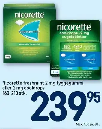 REMA 1000 Nicorette freshmint 2 mg tyggegummi eller 2 mg cooldrops tilbud