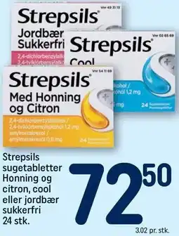 REMA 1000 Strepsils sugetabletter Honning og citron, cool eller jordbær sukkerfri tilbud