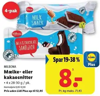 Lidl MILBONA Mælke- eller kakaosnitte tilbud