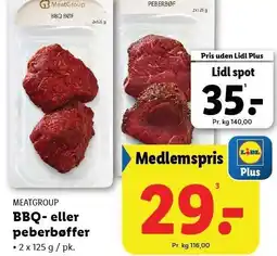 Lidl MEATGROUP BBQ- eller peberbøffer tilbud