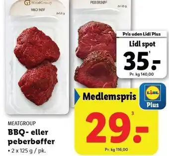 Lidl MEATGROUP BBQ- eller peberbøffer tilbud