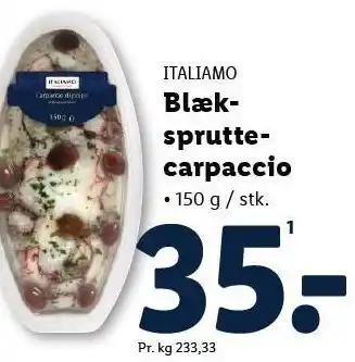 Lidl ITALIAMO Blækspruttecarpaccio tilbud