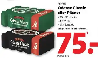 Lidl ALBANI Odense Classic eller Pilsner tilbud