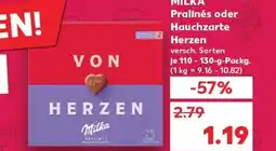 Kaufland MILKA Pralinés oder Hauchzarte tilbud