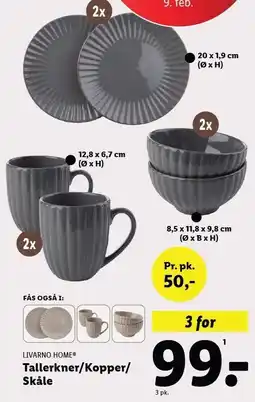 Lidl Tallerkner/Kopper/Skåle - 3 for tilbud