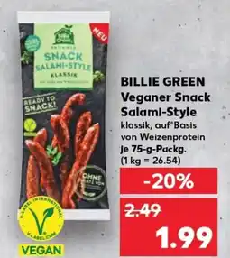 Kaufland BILLIE GREEN Veganer Snack Salami-Style klassik, auf Basis tilbud