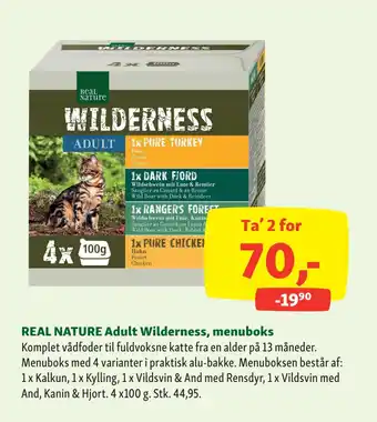 Maxi Zoo REAL NATURE Adult Wilderness, menuboks tilbud