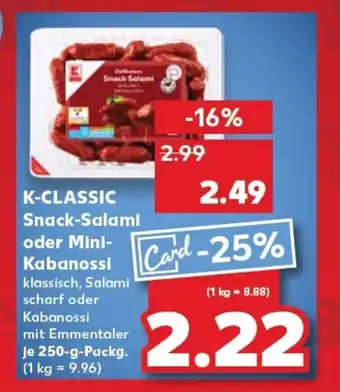 Kaufland K-CLASSIC Snack-Salami oder Mini- Kabanossi tilbud