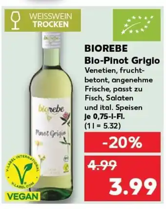 Kaufland BIOREBE Bio-Pinot Grigio Venetien, frucht- tilbud