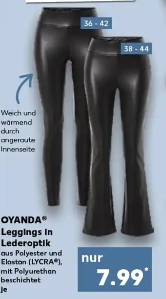 Kaufland OYANDAⓇ Leggings in Lederoptik aus Polyester und Elastan (LYCRA®), mit Polyurethan beschichtet tilbud