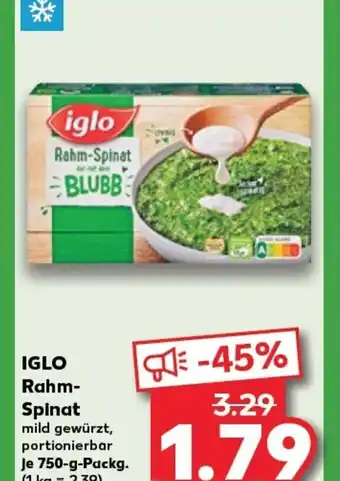 Kaufland IGLO Rahm- Spinat mild gewürzt, portionierbar tilbud