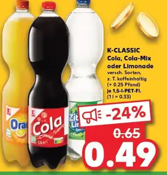 Kaufland K-CLASSIC Cola, Cola-Mix oder Limonade versch. Sorten, tilbud