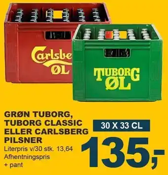 Let-Køb GRØN TUBORG, TUBORG CLASSIC ELLER CARLSBERG PILSNER tilbud