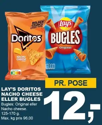 Let-Køb LAY'S DORITOS NACHO CHESSE ELLER BUGLES tilbud