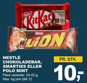 Let-Køb NESTLÉ CHOKOLADEBAR, SMARTIES ELLER POLO MINT tilbud