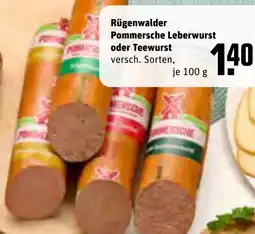 REWE DE Rügenwalder Pommersche Leberwurst oder Teewurst tilbud