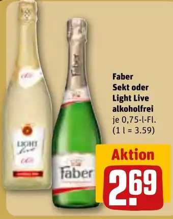 REWE Faber Sekt oder Light Live alkoholfrei tilbud