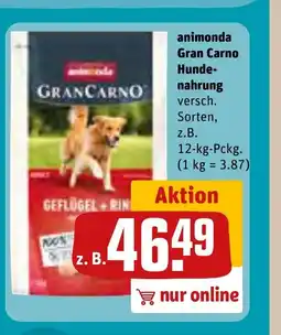 REWE ANIMONDA Gran Carno Hunde- nahrung tilbud