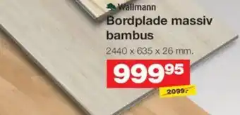 Bauhaus Wallmann Bordplade massiv bambus tilbud