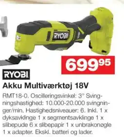 Bauhaus RYOBI Akku Multiværktøj 18V tilbud