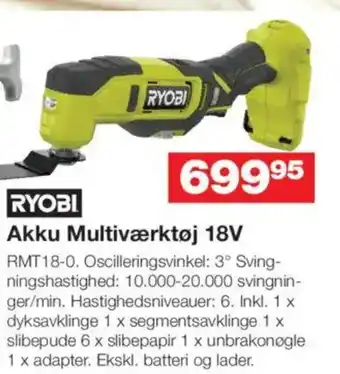 Bauhaus RYOBI Akku Multiværktøj 18V tilbud