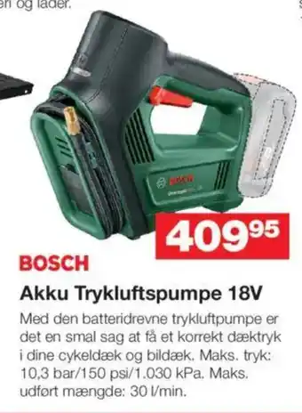 Bauhaus BOSCH Akku Trykluftspumpe 18V tilbud