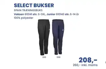 Sportigan Select bukser tilbud