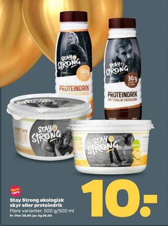 Netto Stay Strong økologisk skyr eller proteindrik tilbud