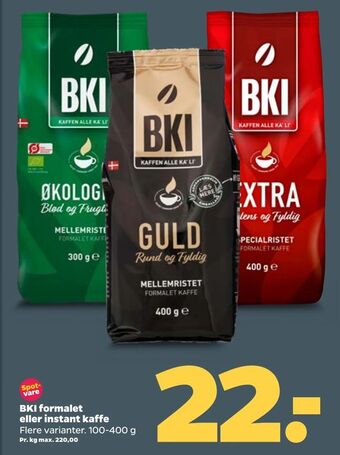 Netto BKI formalet eller instant kaffe tilbud