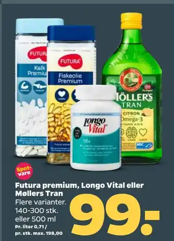 Netto Futura premium, Longo Vital eller Møllers Tran tilbud